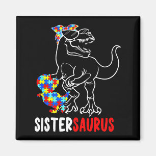 Sistersaurus T Rex Dinosaur Autismus-Bewusstsein S Magnet