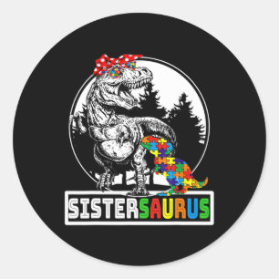 Sistersaurus T Rex Dinosaurier Sister Saurus Autis Runder Aufkleber