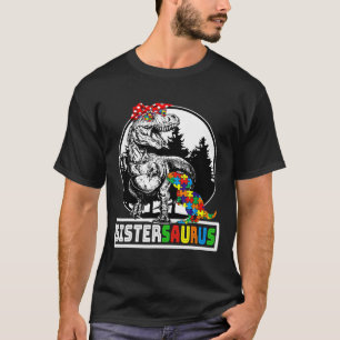 Sistersaurus T Rex Dinosaurier Sister Saurus Autis T-Shirt