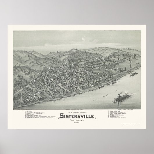 Sistersville, WV Panorama Karte - 1896 Poster (Vorne)