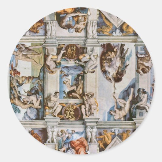 Sistina-Michelangelo-Decke Runder Aufkleber (Vorderseite)