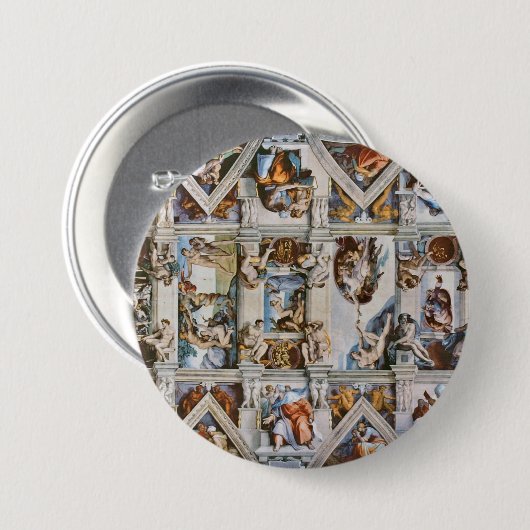 Sistine Chapel Ceiling Michelangelo Button (Vorne & Hinten)