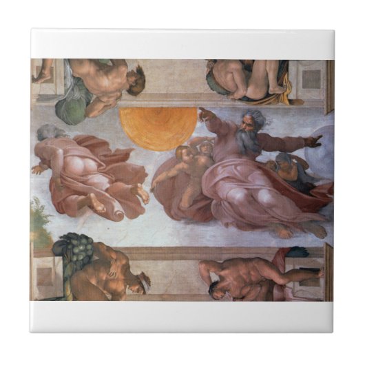Sistine Chapel Ceiling Sun & Moon Michelangelo Fliese (Vorderseite)