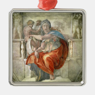 Sistine Kapellen-Decke: Delphic Sibyl Silbernes Ornament