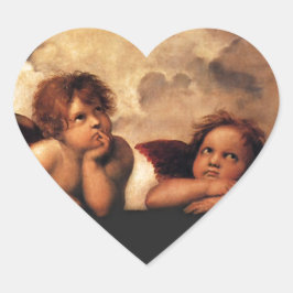 Sistine Madonna 2 Angels by Raphael Herz-Aufkleber