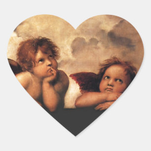 Sistine Madonna 2 Angels by Raphael Herz-Aufkleber
