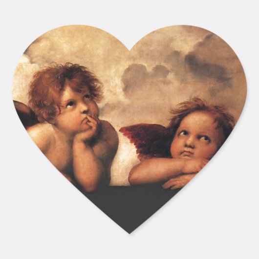 Sistine Madonna 2 Angels by Raphael Herz-Aufkleber (Vorderseite)