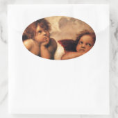 Sistine Madonna 2 Angels by Raphael Ovaler Aufkleber (Tasche)