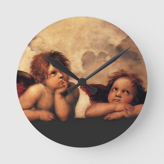 Sistine Madonna 2 Angels by Raphael Runde Wanduhr (Vorderseite)