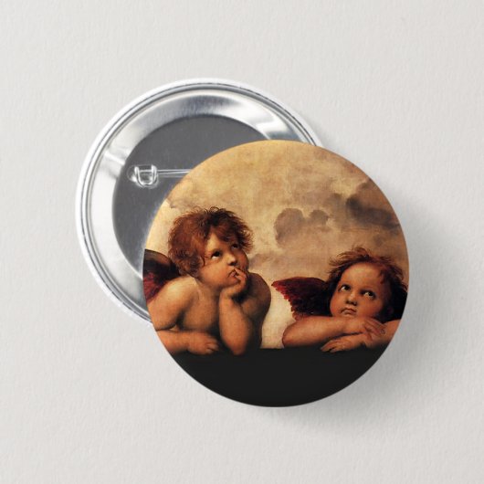 Sistine Madonna 2 Engel durch RAPHAEL Button (Vorne & Hinten)