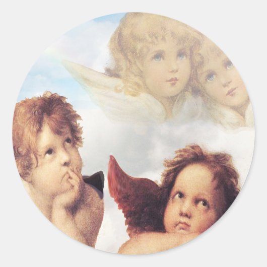 Sistine Madonna 2 Engel durch RAPHAEL Runder Aufkleber (Vorderseite)