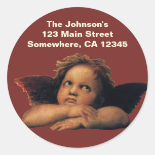 Sistine Madonna, Angels Detail: Raphael Sanzio Runder Aufkleber