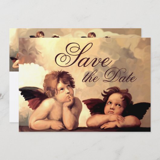 Sistine Madonna Cherubs Raffaelo Sanzio Save The Date (Vorne/Hinten)