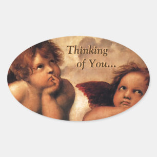 Sistine Madonna Denken Sie an Sie... Ovaler Aufkleber