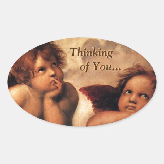 Sistine Madonna Denken Sie an Sie... Ovaler Aufkleber (Vorderseite)