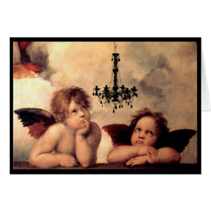 Sistine Madonna Engel, die einen Leuchter