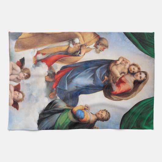 Sistine Madonna, Raphael Geschirrtuch (Horizontal)