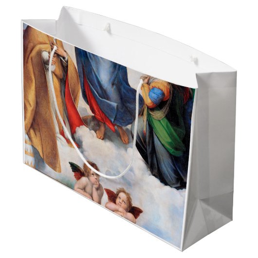 Sistine Madonna, Raphael Große Geschenktüte (Rückseite Schrägansicht)