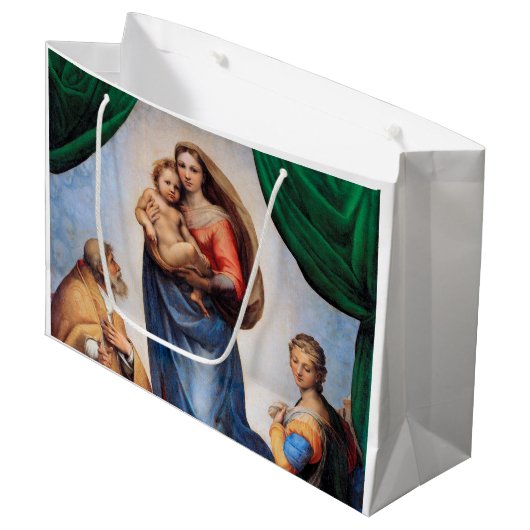 Sistine Madonna, Raphael Große Geschenktüte (Vorderseite Schrägansicht)