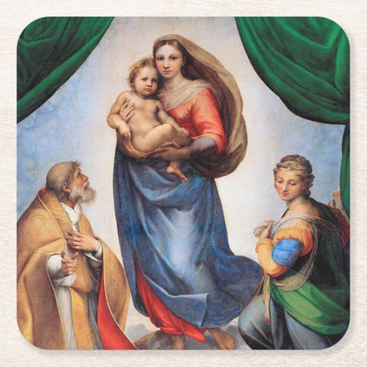 Sistine Madonna, Raphael Rechteckiger Pappuntersetzer (Vorderseite)
