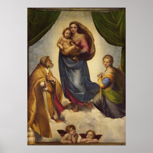 Sistine Madonna von Rapahel Poster (Vorne)