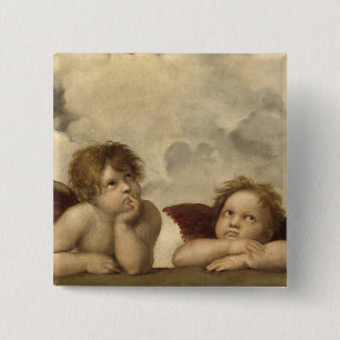 Sistinische Madonna Engel von Raffael Button