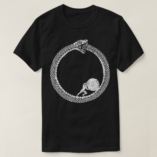 Sisyphus in einer Schlange Ouroboros Unisex Philos T-Shirt (Design vorne)