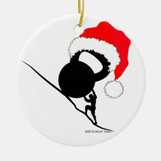 Sisyphus Kettlebell Frohe Weihnachten Keramik Ornament