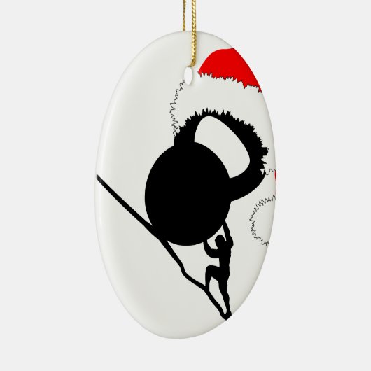 Sisyphus Kettlebell Frohe Weihnachten Keramikornament (Rechts)