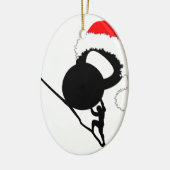 Sisyphus Kettlebell Frohe Weihnachten Keramikornament (Links)