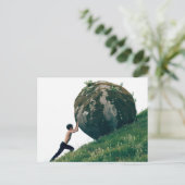 Sisyphus Rolling Boulder up Hill Postcard Postkarte (Stehend Vorderseite)