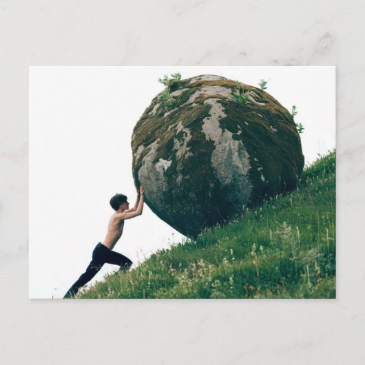 Sisyphus Rolling Boulder up Hill Postcard Postkarte (Vorderseite)