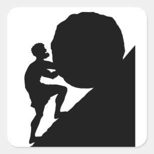 Sisyphus und Fels, Griechische Mythologie Quadratischer Aufkleber