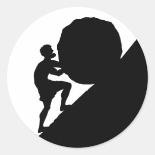 Sisyphus und Fels, Griechische Mythologie Runder Aufkleber