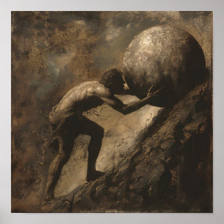 Sisyphus und sein Boulder Poster