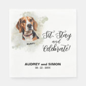 Sit, Bleibe & Celebrate Beagle Hochzeit Serviette (Vorderseite)