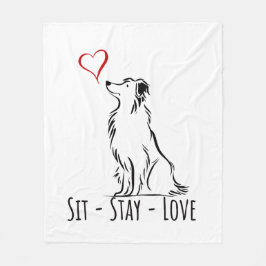 Sit-Bleibe-Liebe-Border-Collie Fleecedecke