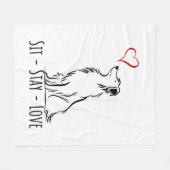 Sit-Bleibe-Liebe-Border-Collie Fleecedecke (Vorderseite (Horizontal))