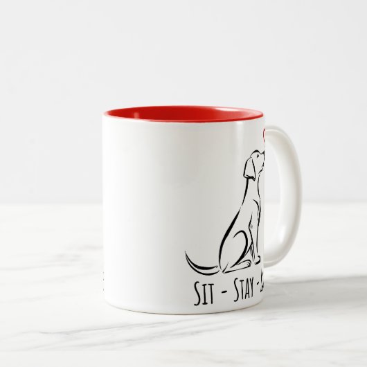 Sit-Bleibe-Liebe Labrador Zweifarbige Tasse (VorderseiteRechts)