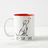 Sit-Bleibe-Liebe Labrador Zweifarbige Tasse (Links)