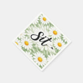 Sit Calligraphy Text On Daisy Abstract Serviette (Ecke)