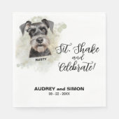 Sit, Shake & Celebrate Miniatur Schnauzer Hochzeit Serviette (Vorderseite)