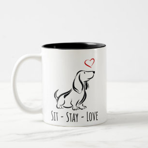 Sit-Stay-Love Basset Hound Zweifarbige Tasse