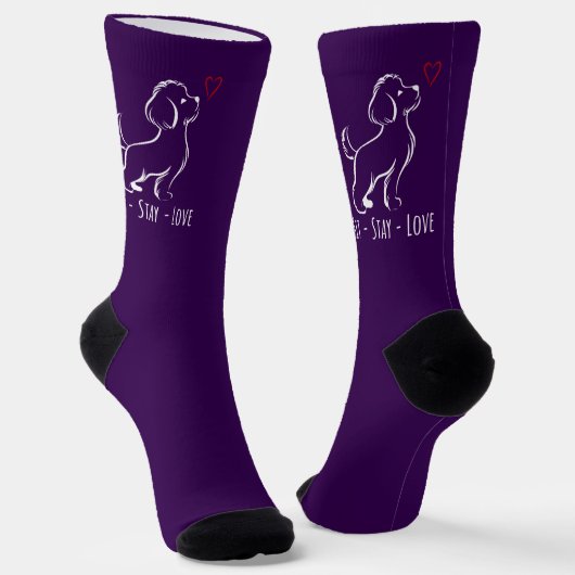 Sit-Stay-Love Bichon Socken (Gewinkelt)