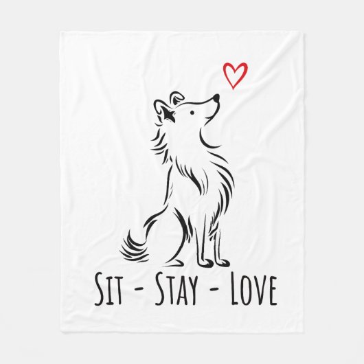 Sit-Stay-Love Sheltie Fleecedecke (Vorderseite)