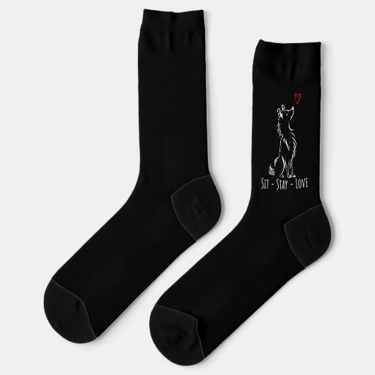 Sit-Stay-Love Sheltie Socken (Linkes Detail)