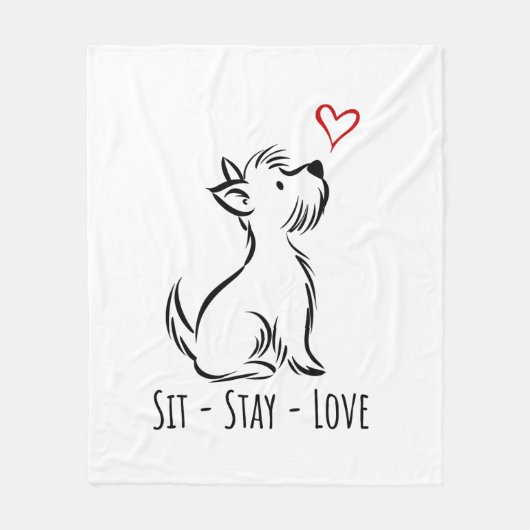 Sit-Stay-Love Westie Fleecedecke (Vorderseite)