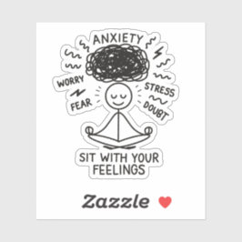 Sit With Anxiety Mental Health Reminder Stickman Aufkleber