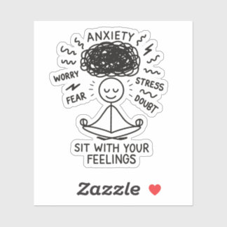Sit With Anxiety Mental Health Reminder Stickman Aufkleber