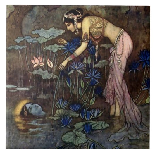"Sita Finds Rama" von Warwick Goble Fliese (Vorderseite)
